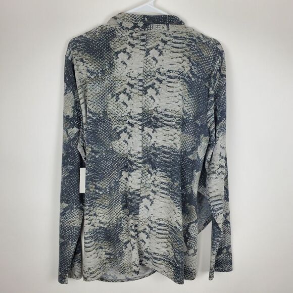 1. STATE Graphite Python Long Sleeve Shirt Top Blouse Wrap Side Slit NWT Plus - Picture 7 of 7